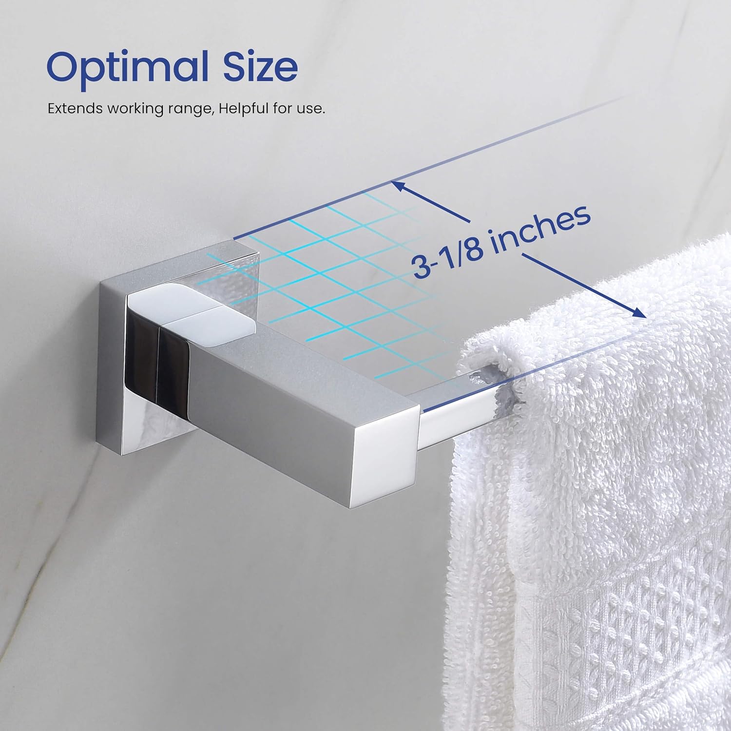 KIBI Cube – Juego de accesorios de baño de 5 piezas  Toallero (18 pulgadas), anillo para toallas, soporte para papel higiénico, ganchos para bata
