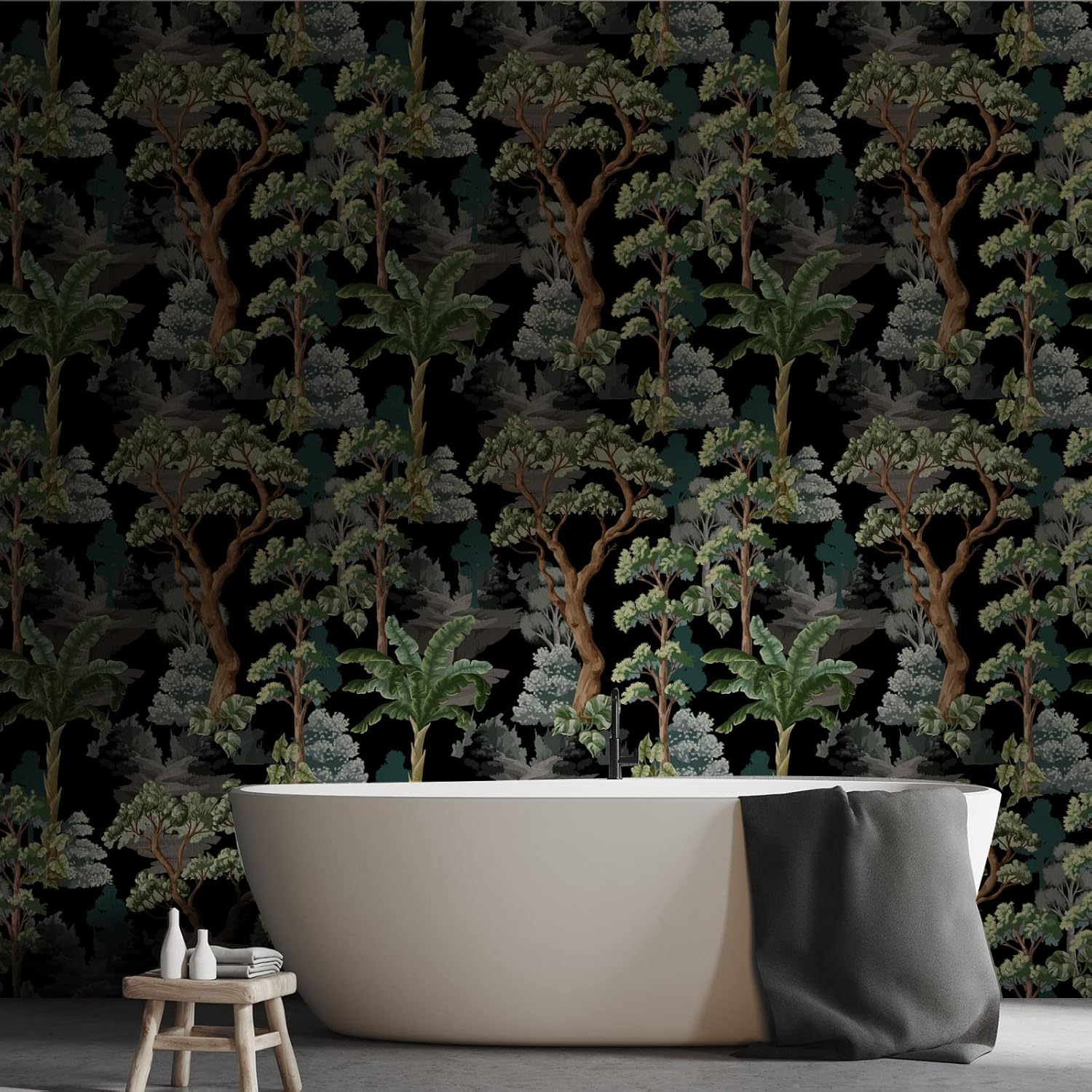 weiseni Papel tapiz floral negro para despegar y pegar, apto para inquilinos, autoadhesivo, temporal, extraíble, de 17.7 x 118 pulgadas, para