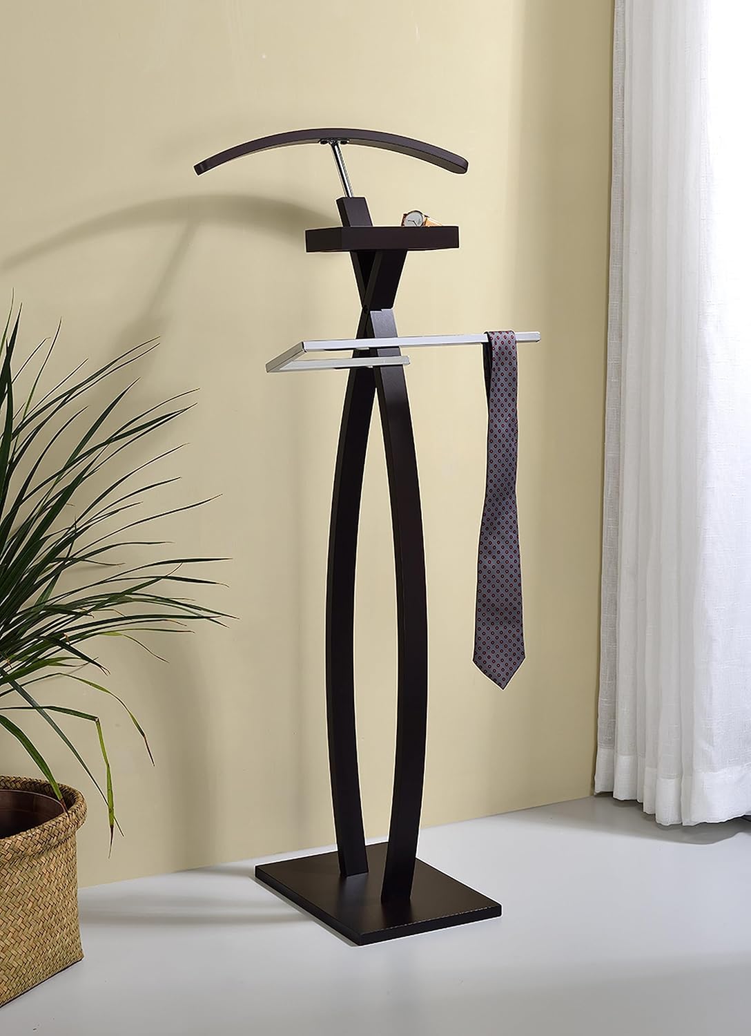 KB Designs – Soporte moderno de maderametal para corbata, organizador de ropa, nogal