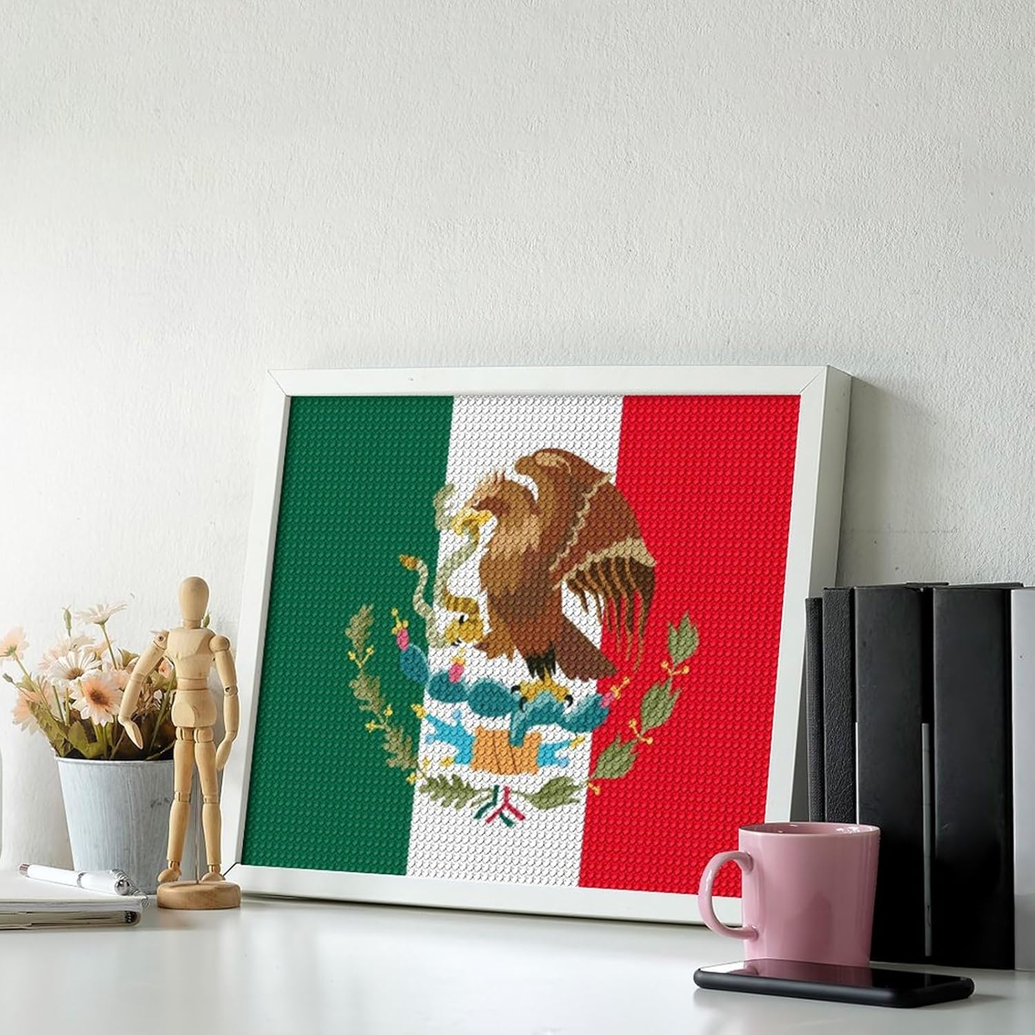 Kits de pintura de diamantes con bandera mexicana para adultos, taladro completo 5D, manualidades para decoración de pared del hogar, regalo