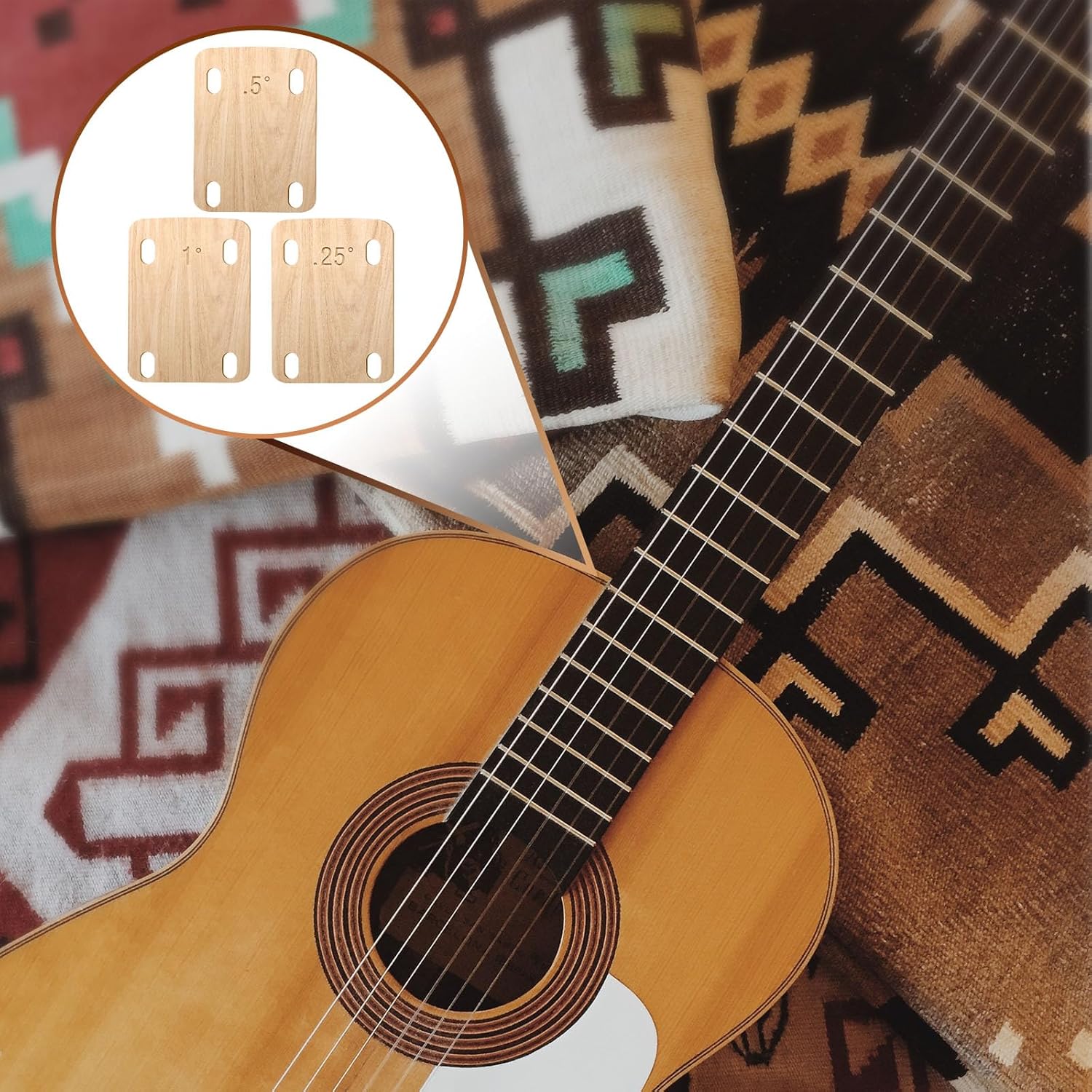 YASUOA Cuña de guitarra de madera de arce de alta calidad para una alineación eficaz y ajuste de ángulo, adecuada para todo tipo de guitarras, 3