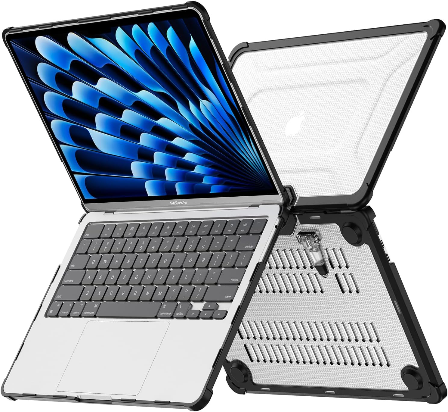 Mektron Funda a prueba de golpes para MacBook Air de 15 pulgadas 20242023 con chip M3M2 modelo A2941A3114, funda protectora resistente de 15.3