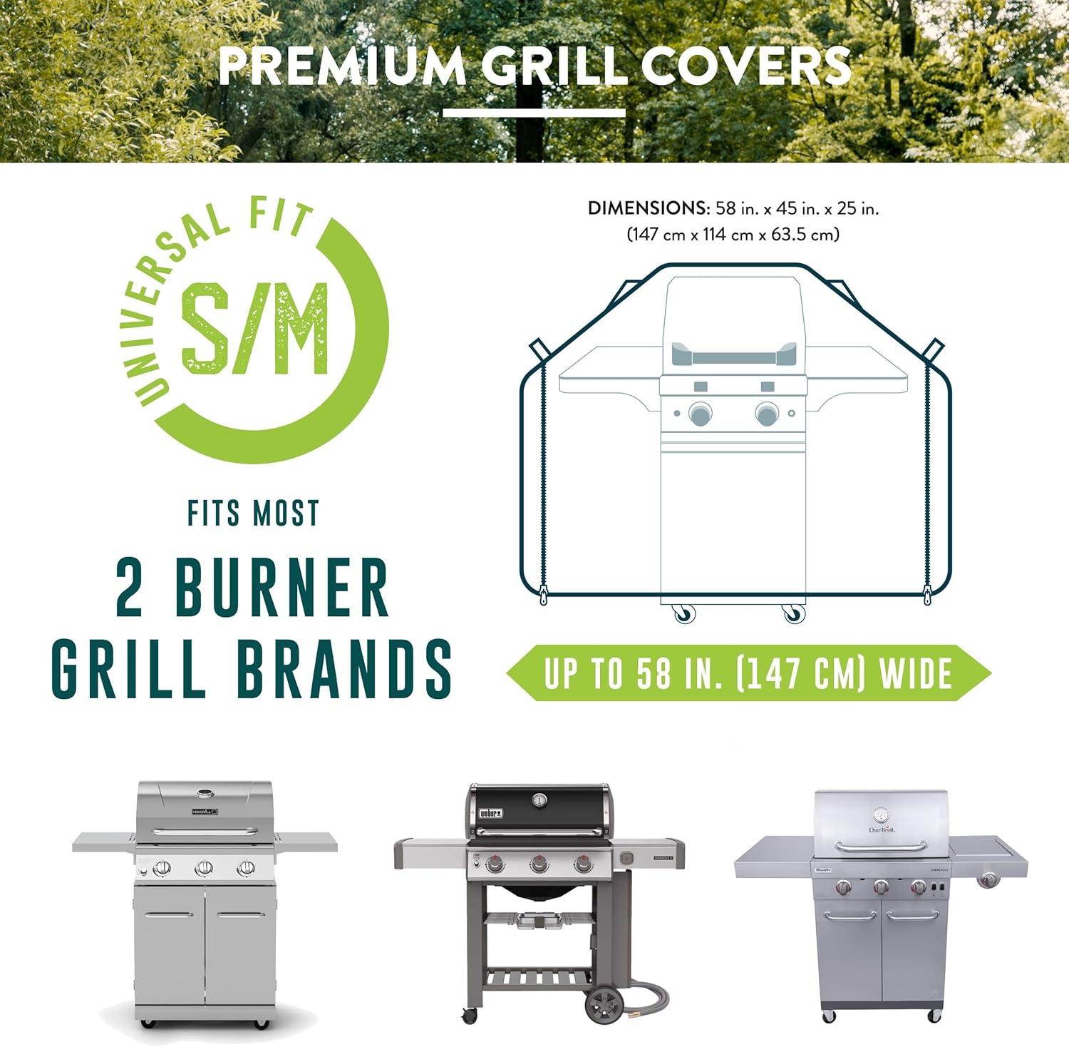 Funda para parrilla de barbacoa de 58 pulgadas, material de bloqueo UV de alta calidad, impermeable y resistente a la intemperie, cubierta de