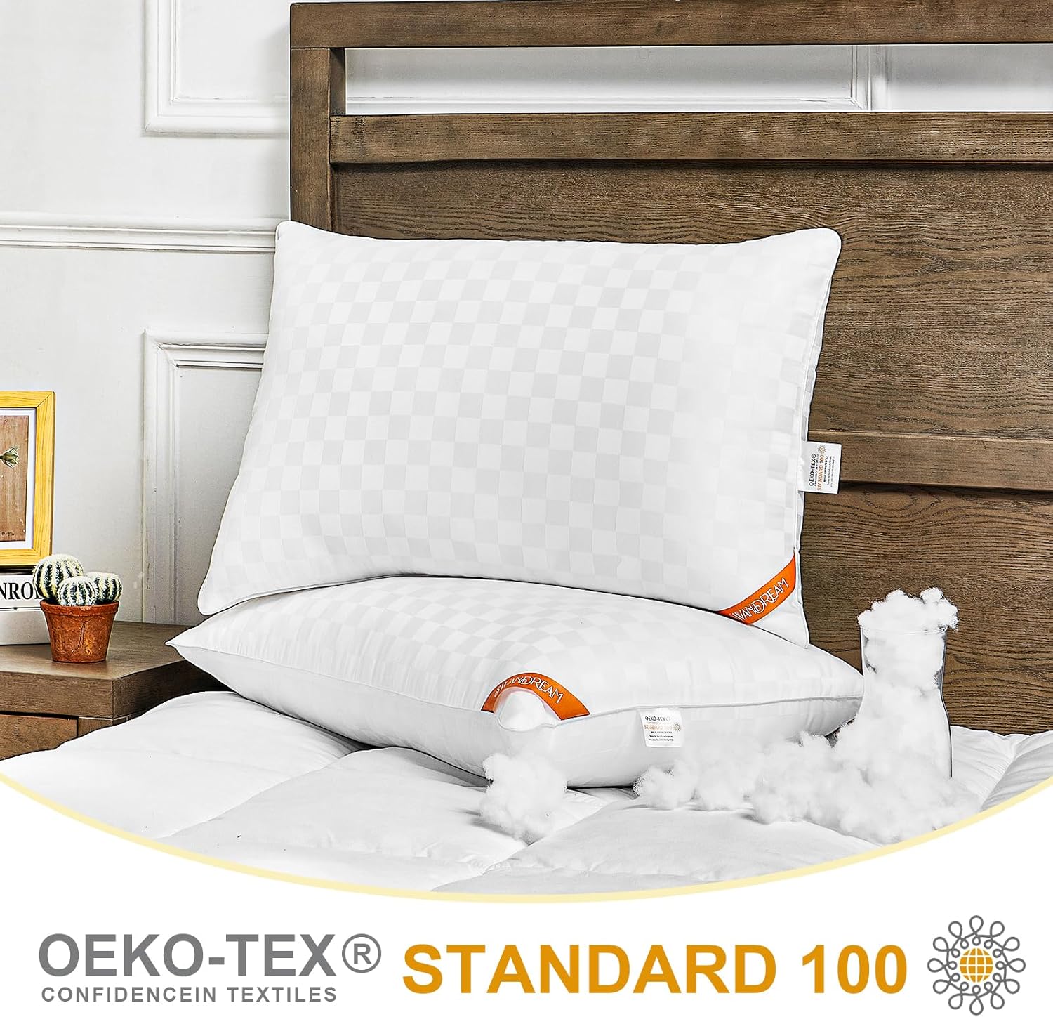 Swandream Juego de 2 almohadas de tamaño King, suaves y agradables al tacto, juego de 2 almohadas alternativas de plumón para dormir, almohada