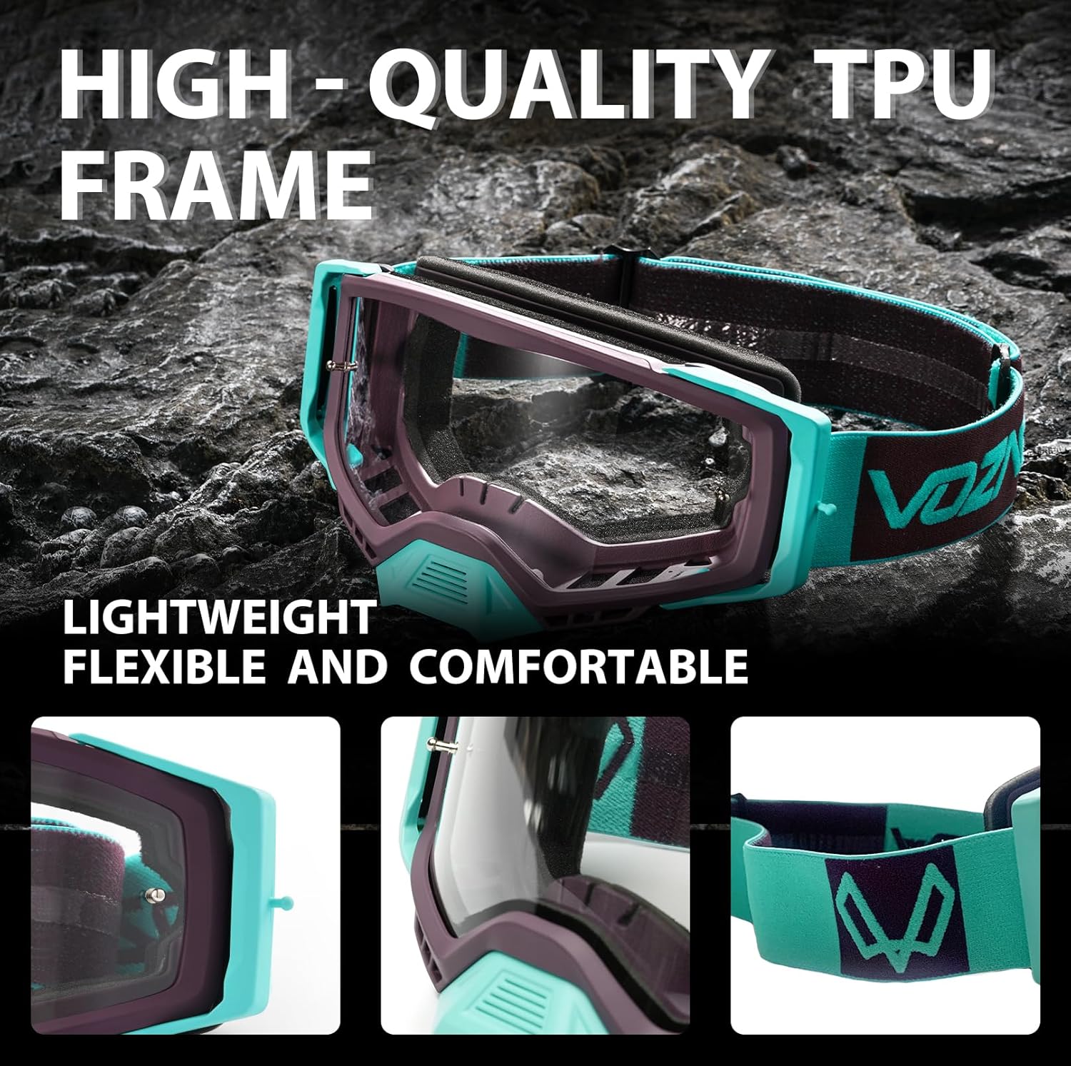 Gafas de motocross OTG, gafas de motocross ATV para hombres, mujeres, adultos, jóvenes, gafas de motocicleta de visión amplia