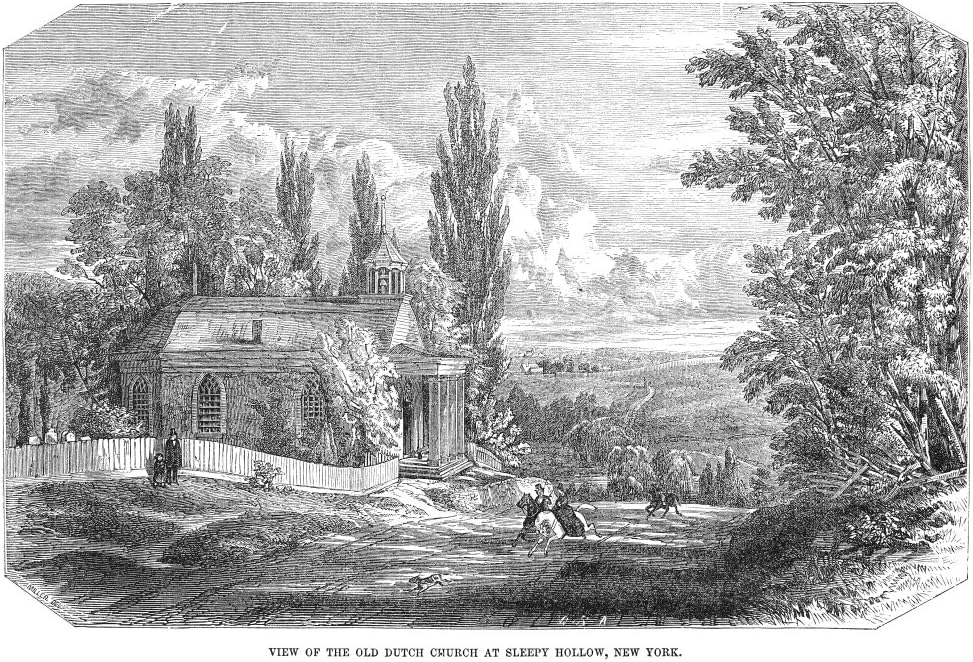 Póster de Nueva York Sleepy Hollow Nview of the Old Dutch Church At Sleepy Hollow New York Wood Grabado American 1853 (18 x 24)
