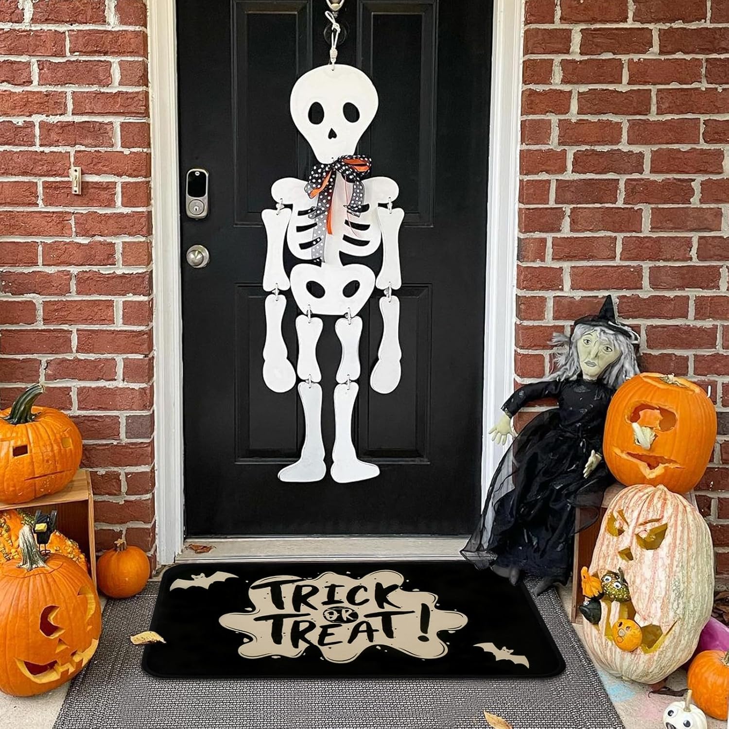 Alishomtll Decoración de Halloween  Tapete de puerta de Halloween al aire libre para puerta delantera, felpudo de calabaza de Halloween para entrada