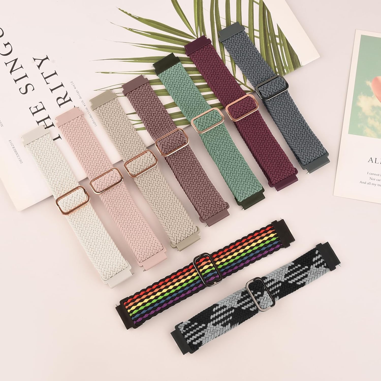 Vancle Correa elástica trenzada compatible con Samsung Galaxy Watch Active 2 Band de 1.575 pulgadas, 1.732 pulgadas, Galaxy Watch Active, correas
