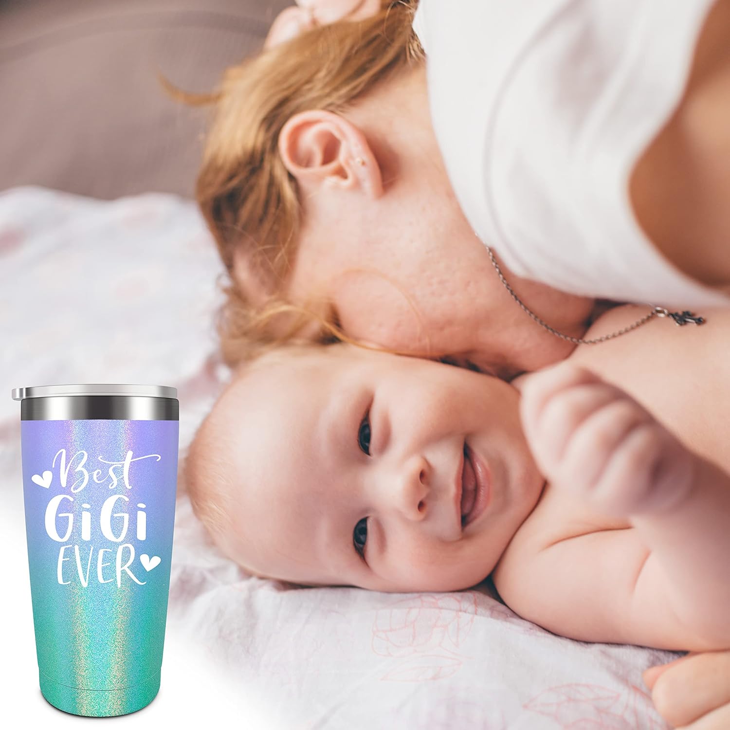 Best Gigi Ever-Unique – Taza aislada de acero inoxidable con popote y tapa, regalo para el día de la madre, cumpleaños, Navidad, abuela de nietos y