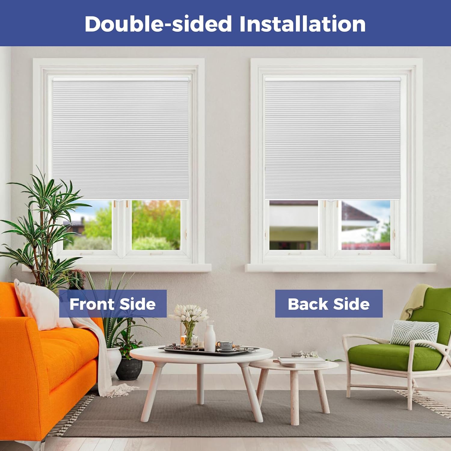 Allesin Persianas celulares opacas y sin cordones, persianas para oscurecer la habitación, para ventanas, dormitorio o hogar (color blanco, 34