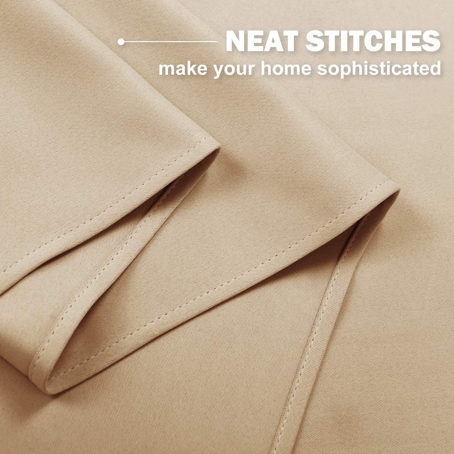 NICETOWN – Cenefas de cocina de estilo rústico, cenefas cortas con ojales, para oscurecer la habitación, para sala de estar (beige biscotti,