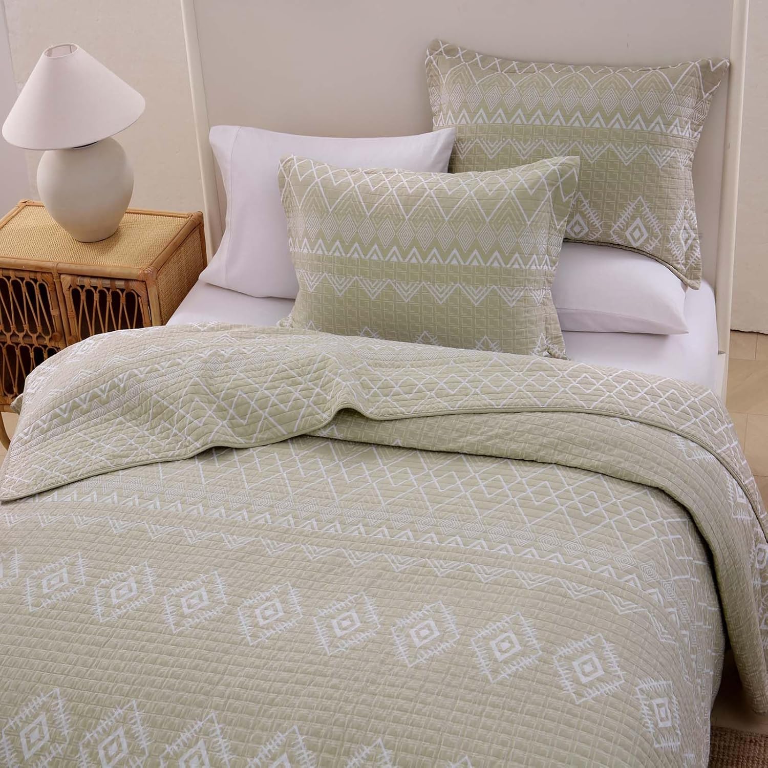 SahSahCasa Edredón tamaño King, edredón 100% algodón, juego de ropa de cama King, edredón geométrico, reversible, ligero, a rayas, para cama King,