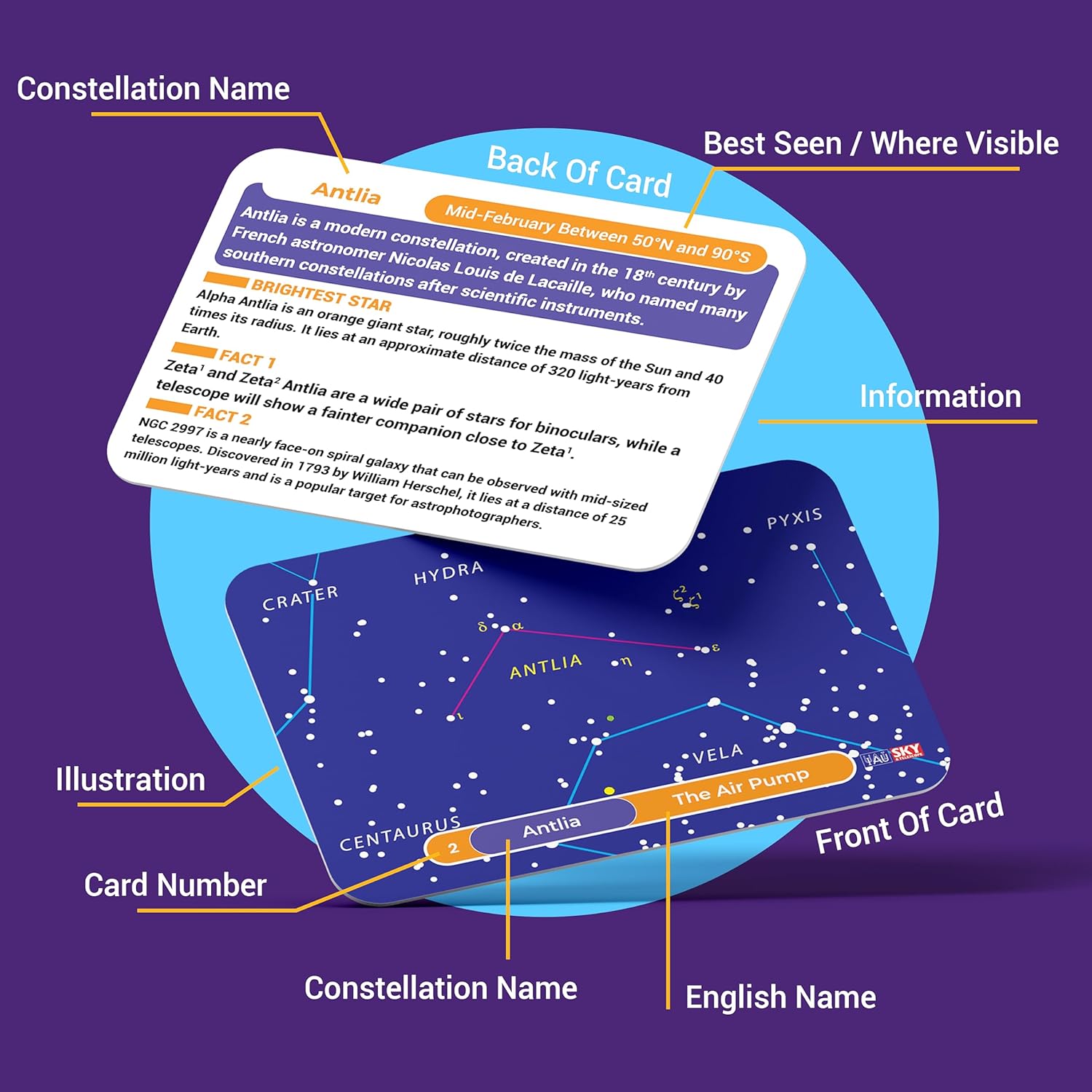 Briston 88 tarjetas flash de astronomía de constelación estudio integral STEM – Diagramas celestiales y de estrellas – Exploración del universo para