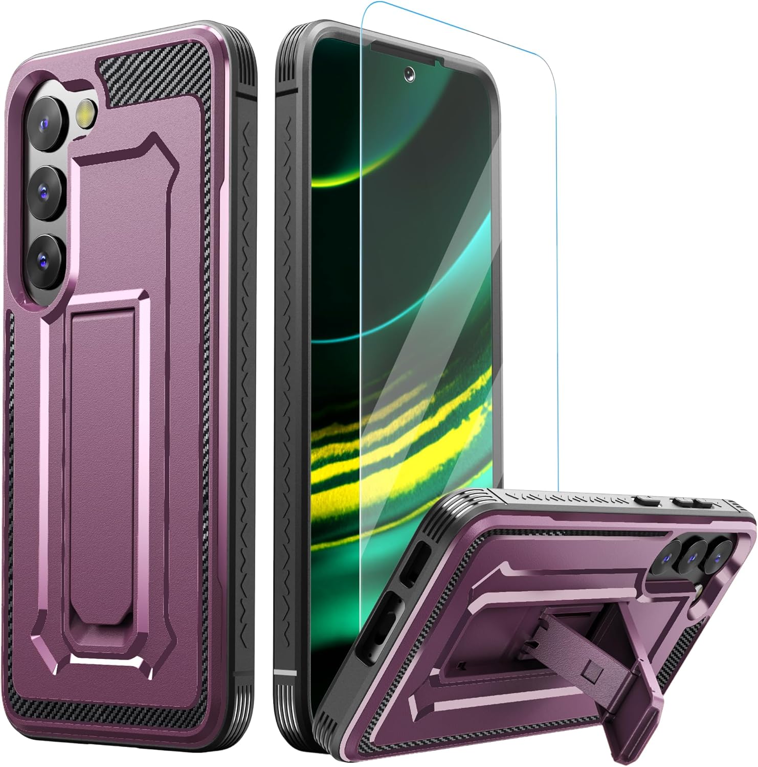 Funda diseñada para Samsung Galaxy S23 con protector de pantalla, resistente funda protectora militar para teléfono Samsung Galaxy S23, soporte