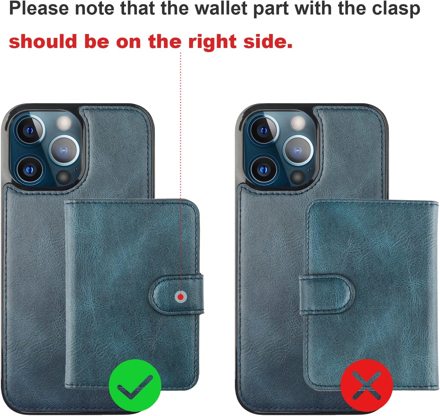 Bocasal Funda tipo cartera para iPhone 13 Pro Max compatible con MagSafe magnético RFID bloqueo desmontable de piel sintética de alta calidad con