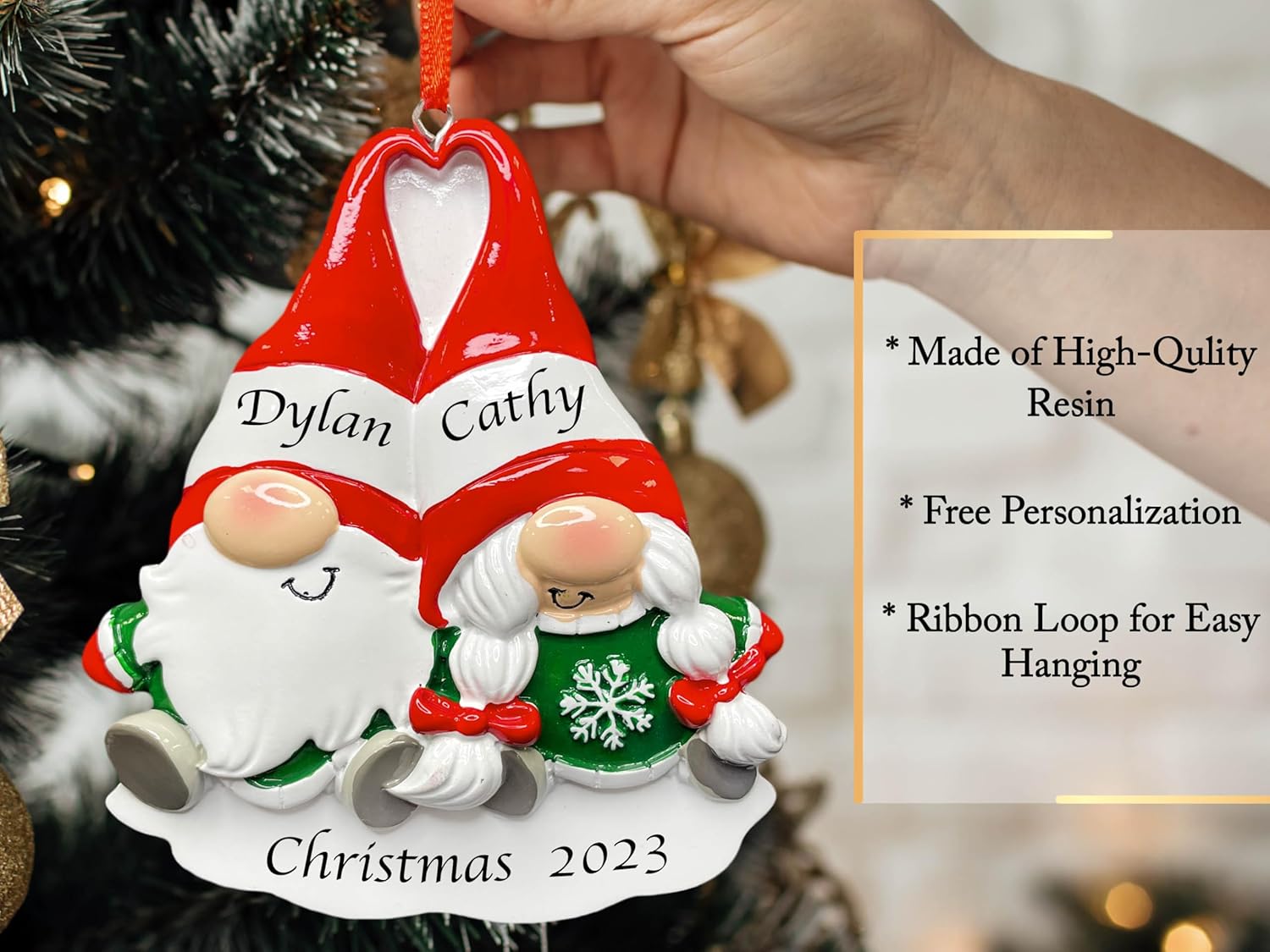 Adorno personalizado de nuestra primera Navidad juntos 2023  Decoración personalizada para árbol de Navidad de pareja de gnomos  Nombre