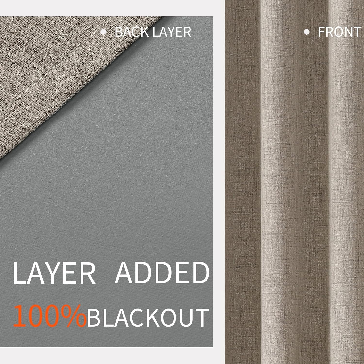 Joydeco Cortinas opacas de lino de 120 pulgadas de largo, 2 paneles burg, cortinas largas de lino 100% opacas para dormitorio, oscurecimiento de la