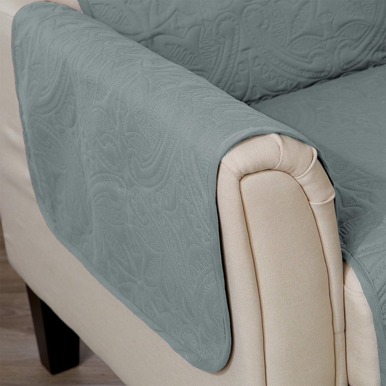 Great Bay Home – Protector de muebles sólido cosido con medallón resistente a las manchas, duradero, protector de muebles de la colección Elenor