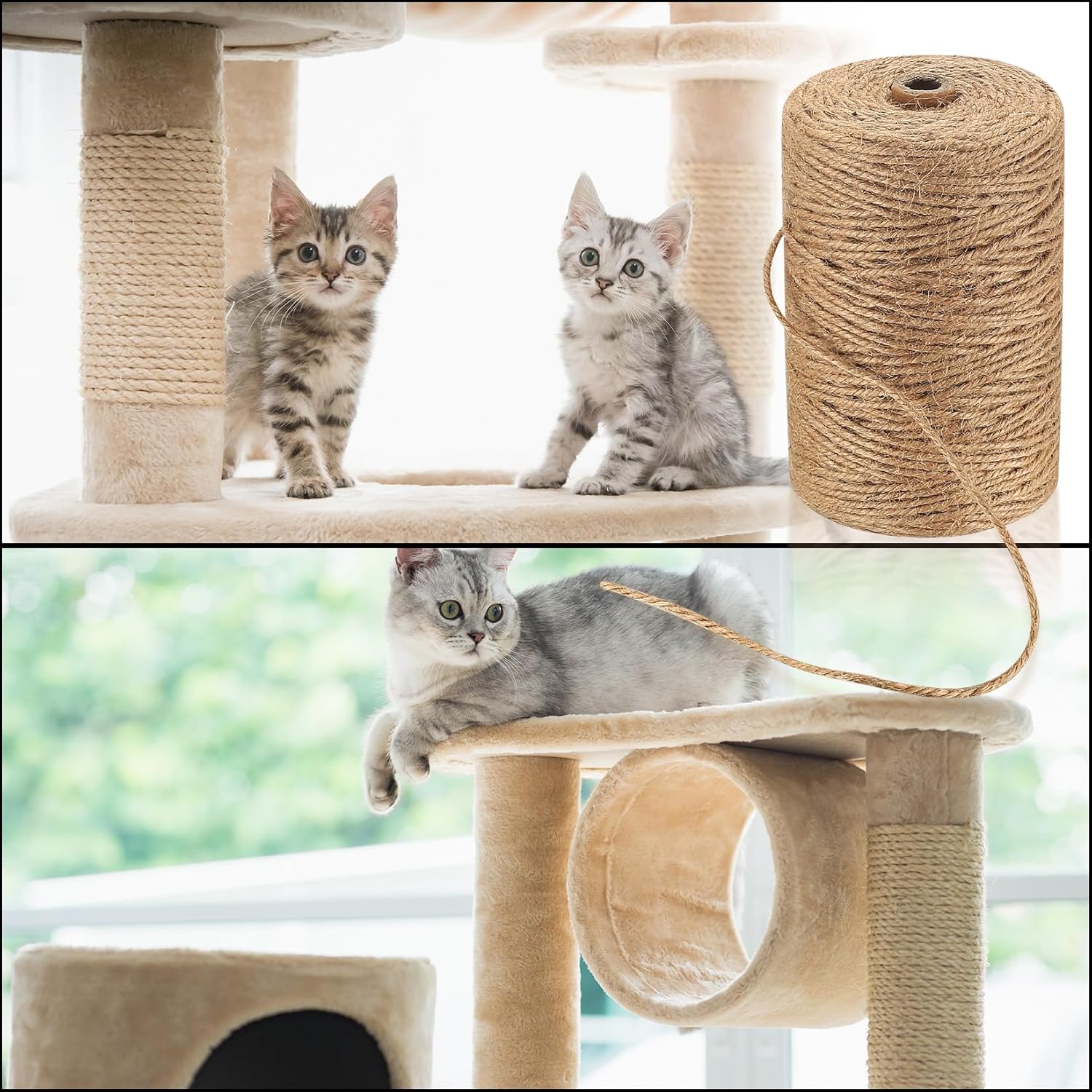 Cuerda de yute de 0.118 in, cuerda de yute de 656 pies656.2 ft, cuerda de cáñamo natural, cuerda de sisal de yute resistente para manualidades,