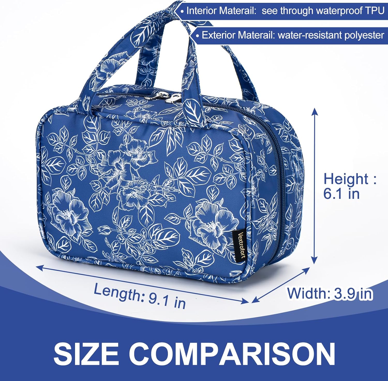 VEXTROFORT Bolsa de maquillaje, pequeñas bolsas de cosméticos de viaje portátiles para mujeres con organizador de brochas y asa, bolsa de maquillaje