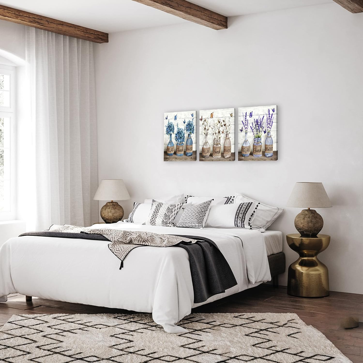 Arte de pared de granja, lienzo de flores de naturaleza muerta, arte de pared para relajarse y relajarse, imágenes para decoración de baño