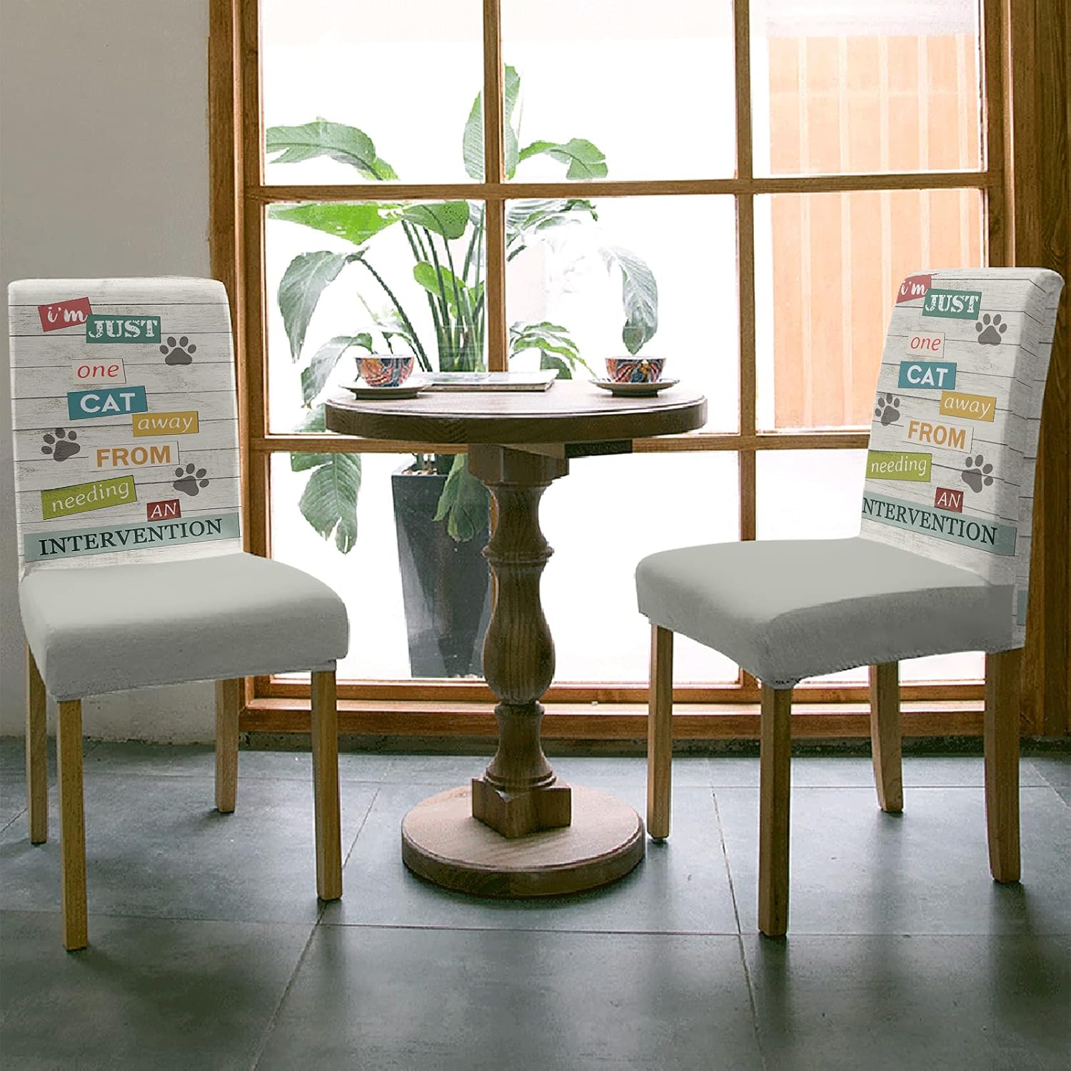 Chair Covers for Dining Room 4 Pack, I’m Just One Cat Away From Needing An Intervention on Rustic Wood Chair Covers, Removable Stretch Chair