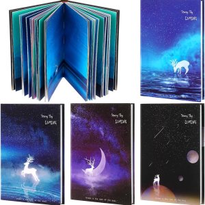 Yeaqee – 4 diarios de escritura de ciervos estrellados de 7.6 x 5.2 pulgadas, cuaderno colorido en blanco para notas diarias, cuaderno estético de Yeaqee – 4 diarios de escritura de ciervos estrellados de 7.6 x 5.2 pulgadas, cuaderno colorido en blanco para notas diarias, cuaderno estético de