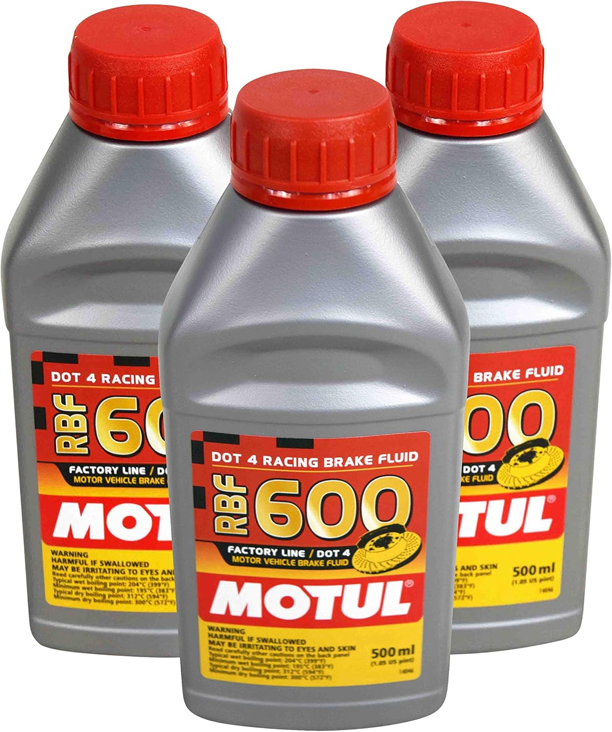 Motul MTL100949 8068HL RBF 600 Aceite de línea de fábrica Dot-4 100 % Sintético de Freno de Carrera – 500, 300 ml, 10 onzas líquidas, 3 botellas, 3