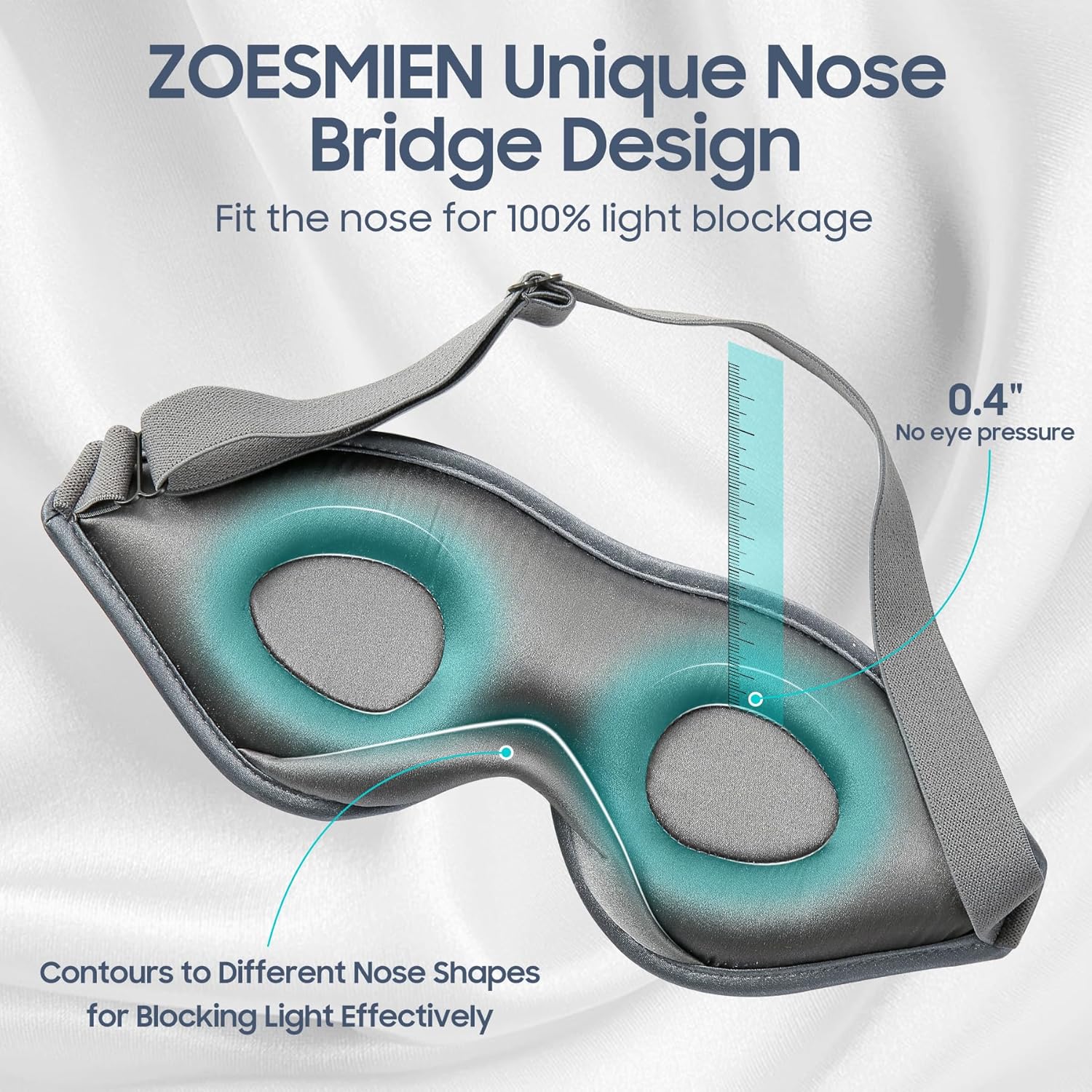 ZOESMIEN – Antifaz para dormir de seda  Máscara de ojos 100% seda de morera, máscara de ojos contorneada 3D para mujeres y hombres, bloqueo de luz,