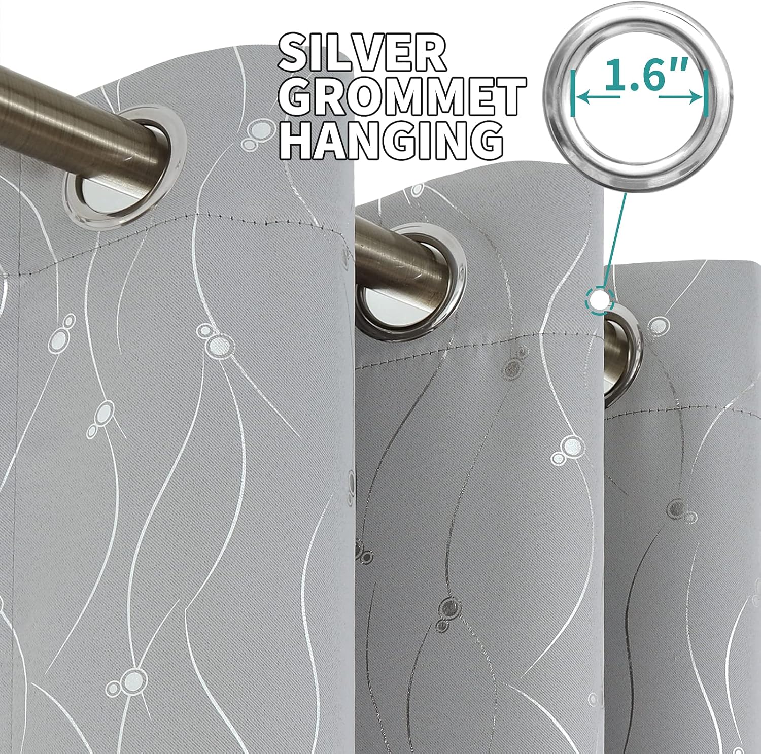 BGment – Cortinas opacas, con aislamiento térmico, para oscurecer la habitación, con estampado de línea ondulada y lunares para dormitorios, juego