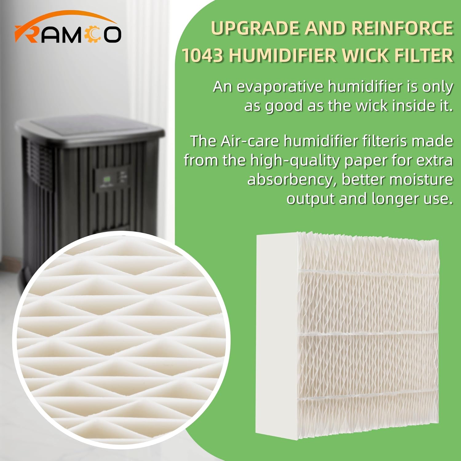 1043 Super Humidificador Filtro de mecha de repuesto compatible con Essick Air AIRCARE EP9500, EP9700, EP9800, EP9R500, EP9R800, 821000, 831000 y
