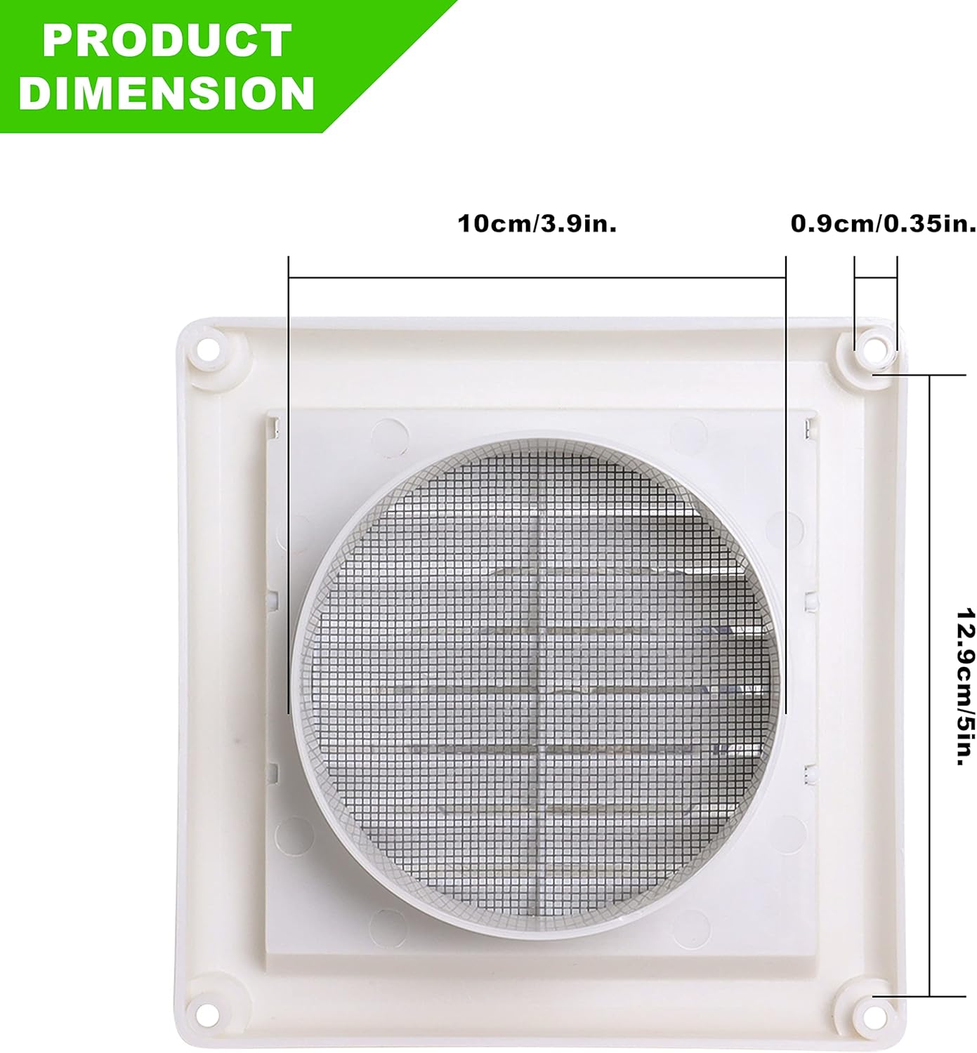 Paquete de 2 cubiertas de ventilación para secadora de 4 pulgadas, rejilla de ventilación de pared exterior unidireccional para baño al aire libre,