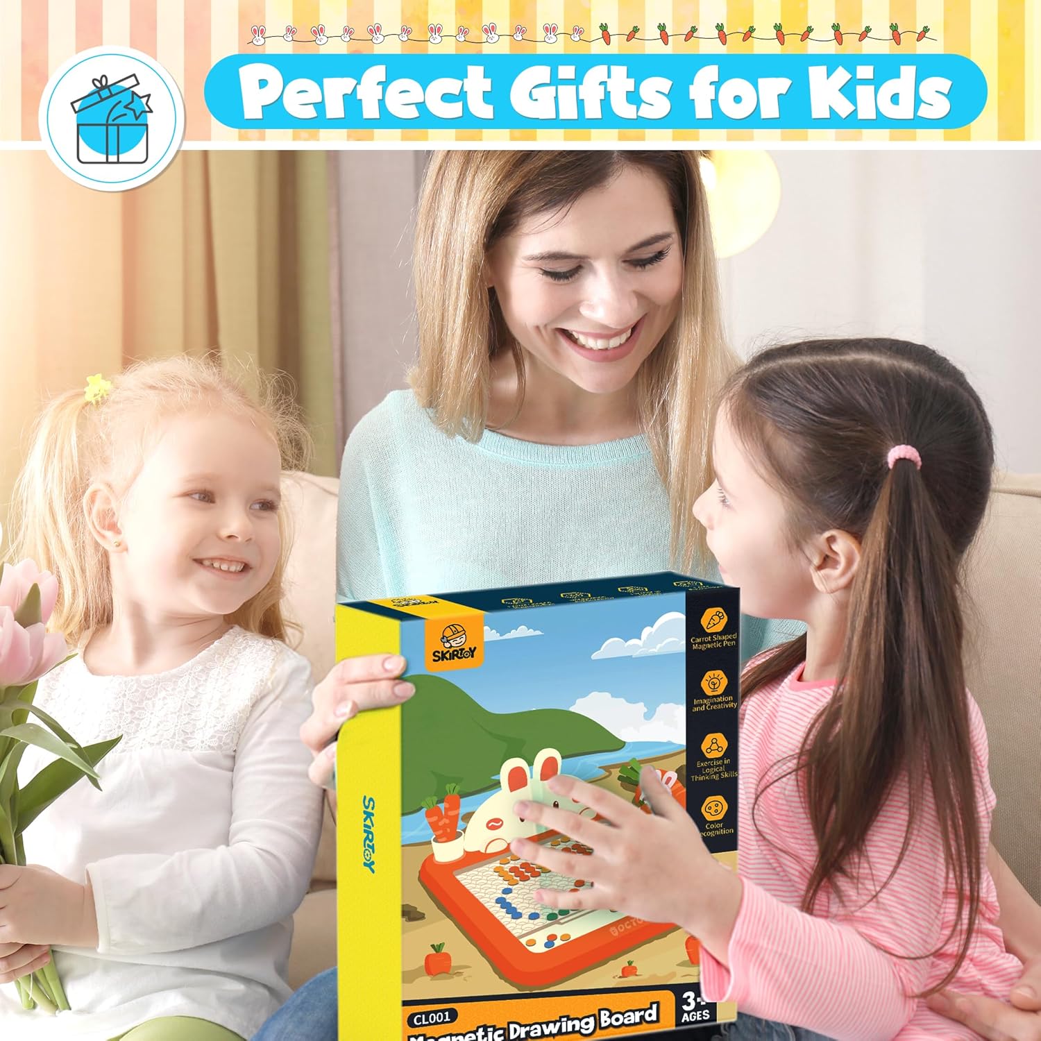 Skirfy – Regalo para niños, tablero de dibujo magnético para niños, actividades de viaje en automóvil, juguetes para niños, juegos Montessori