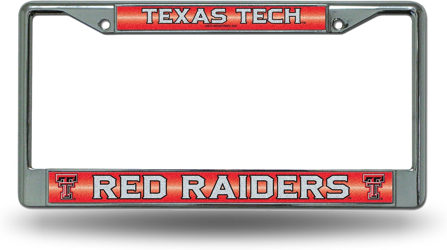 Rico Industries NCAA Unisex-Adult Bling Chrome License Plate Frame with Glitter Accent