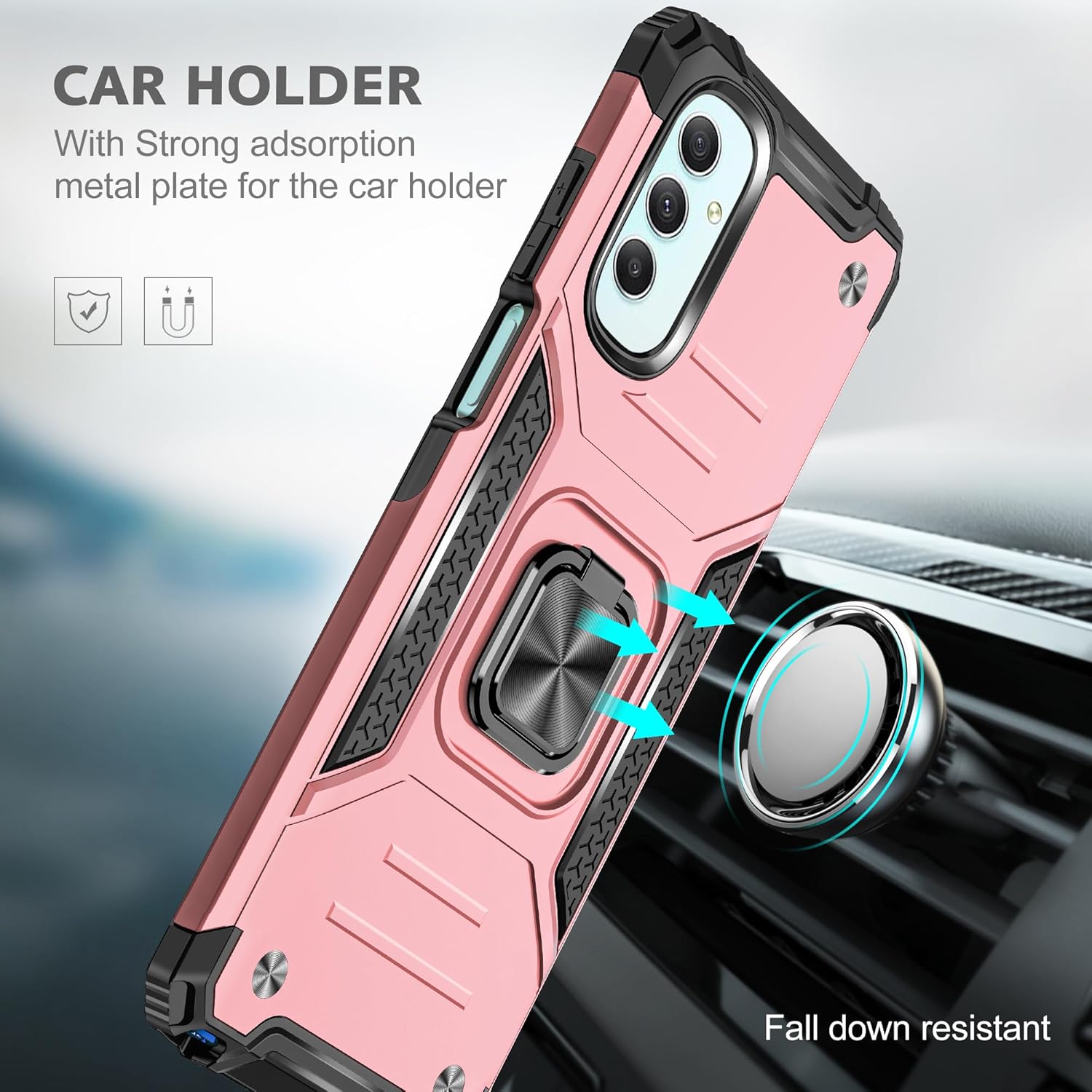 Asuwish Funda de teléfono para Samsung Galaxy A24 4G5G con protector de pantalla de vidrio templado y soporte de anillo delgado híbrido protector