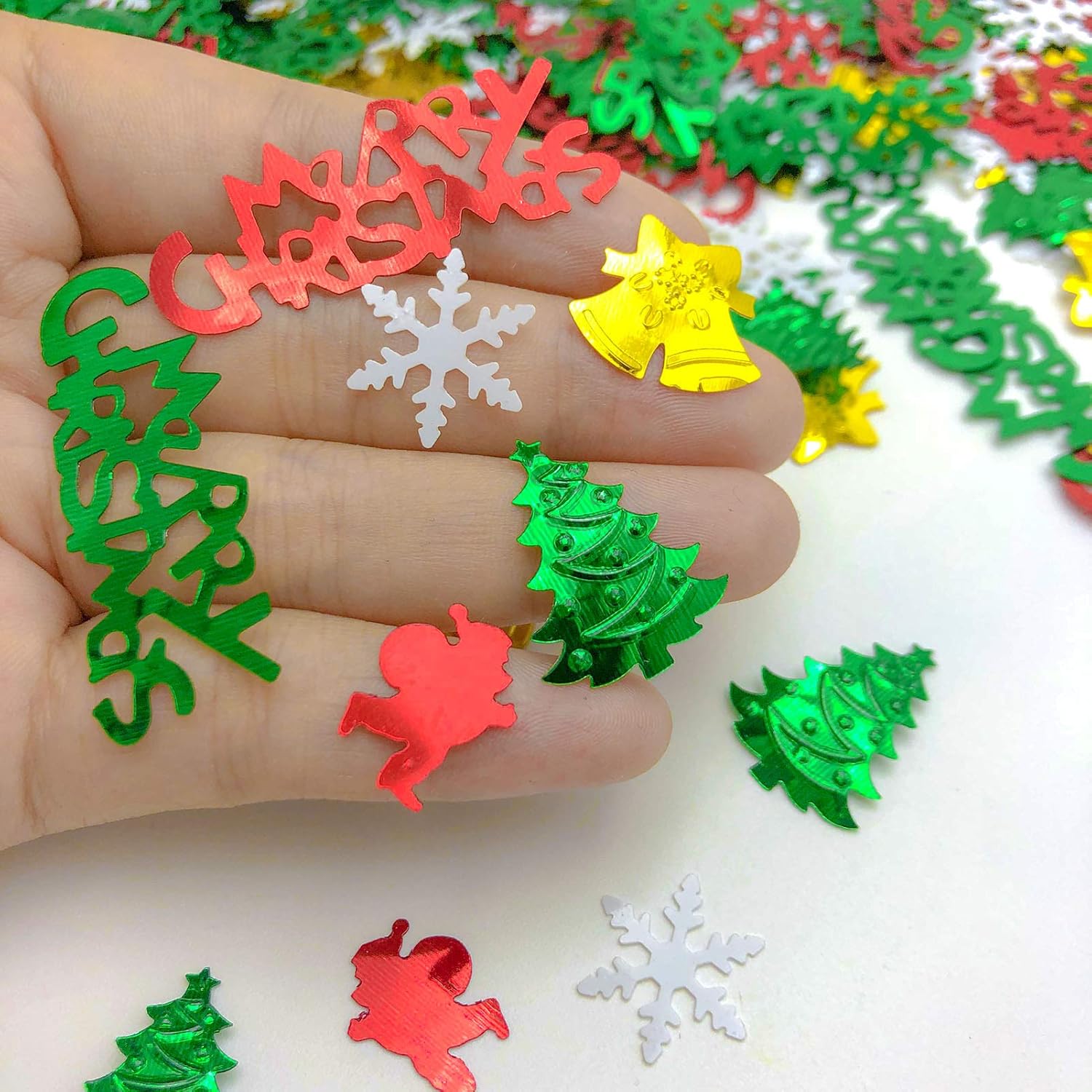 Confeti de Navidad  Gránulos de confeti con purpurina para decoración de mesa de fiesta de Navidad  Suministros de fiesta festiva de Papá Noel
