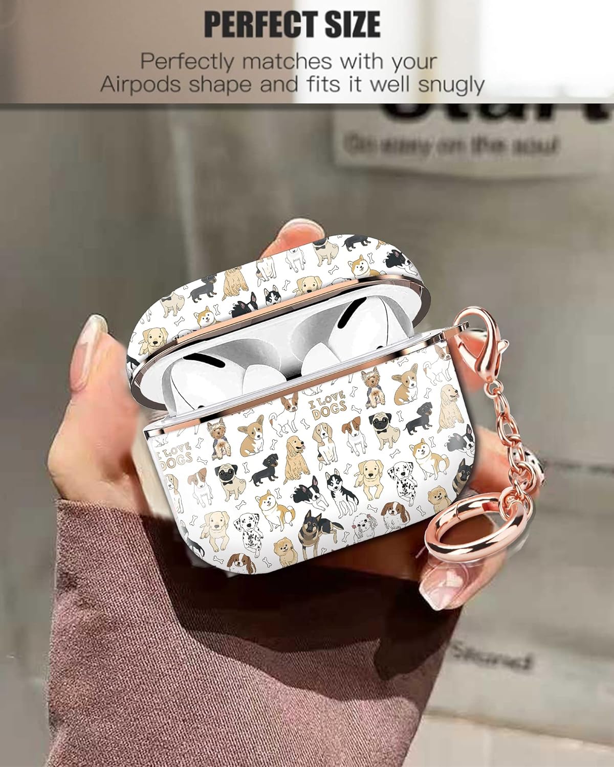 ZEKICE Funda para Airpod Pro de 1 generación, funda protectora a prueba de golpes, con llavero de oro rosa, funda para niñas, mujeres y hombres