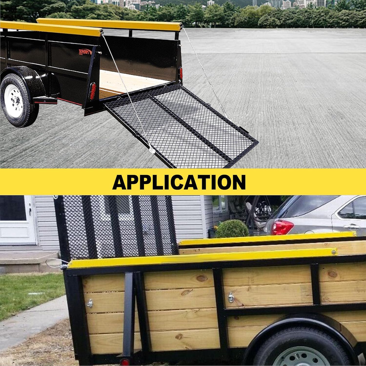 Kit de asistencia de elevación de puerta de remolque de 2 lados, sistema de asistencia de elevación para portón trasero amarillo apto para remolques