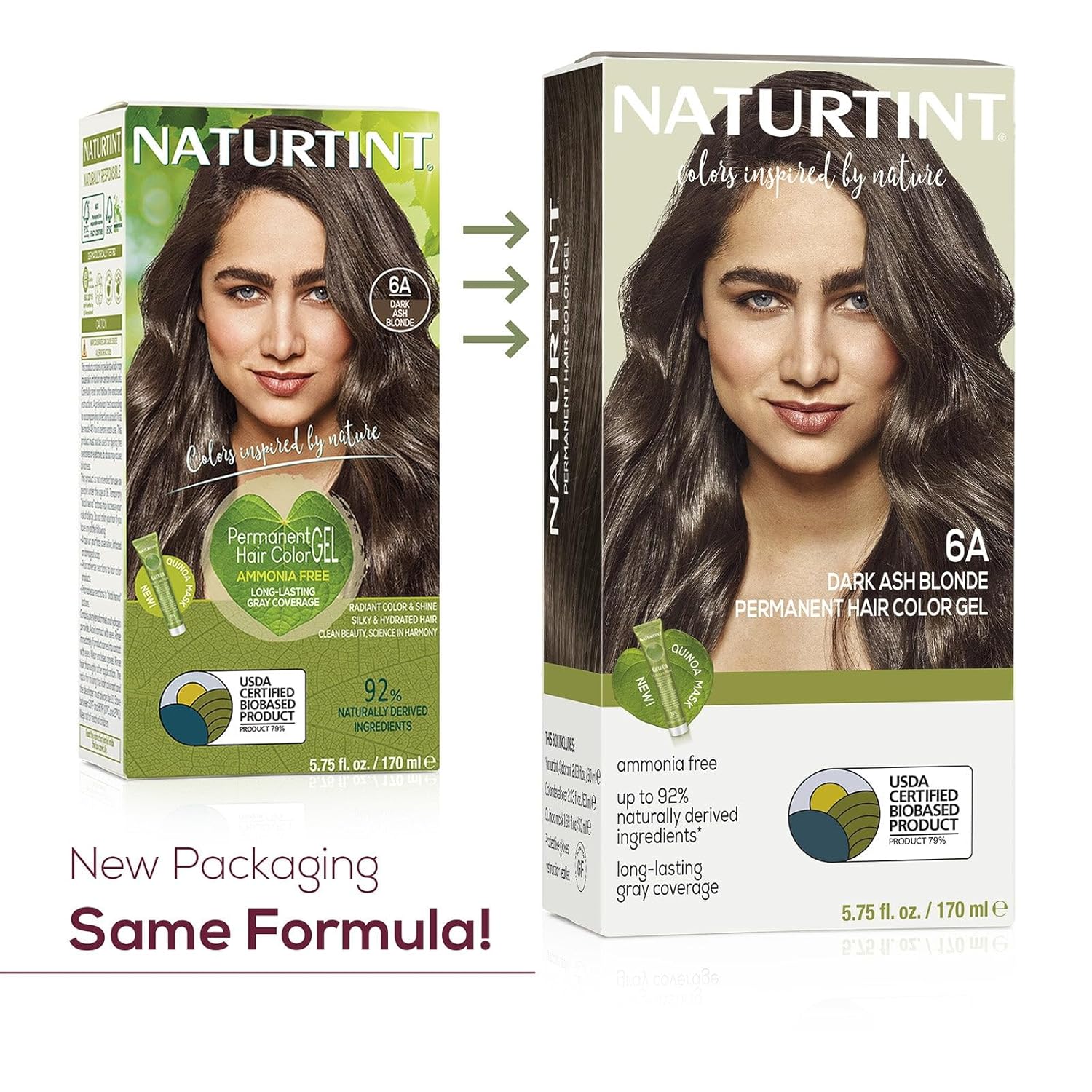 Naturtint Tinte permanente para el cabello rubio ceniza oscuro 6A (paquete de 6), sin amoníaco, vegano, libre de crueldad, hasta un 100% de