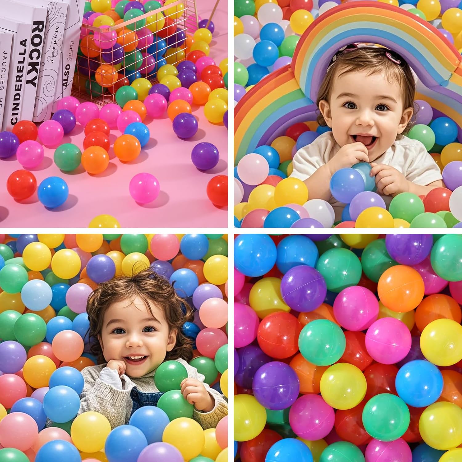 PlayMaty Pelotas para piscinas de bolas, sin ftalatos, sin BPA, coloridas, de plástico, para jugar al océano, pelotas de piscina para niños,