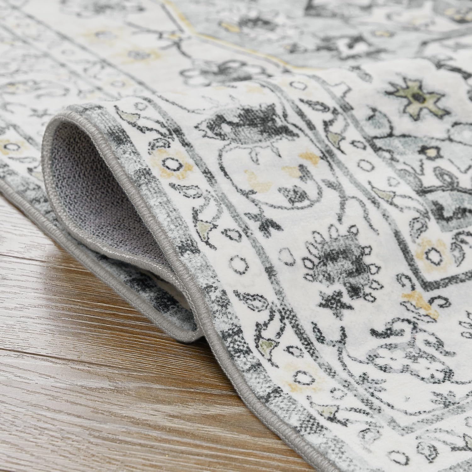 jinchan Alfombra de área de 4 x 6 pies, lavable, vintage, para interior, con estampado de medallón envejecido, alfombra suave, ligera, para cocina,