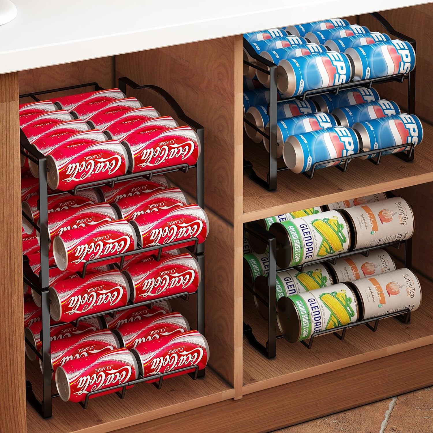 GILLAS Paquete de 1 organizador de latas de soda, estante grande para despensa, dispensador de almacenamiento de bebidas apilables para