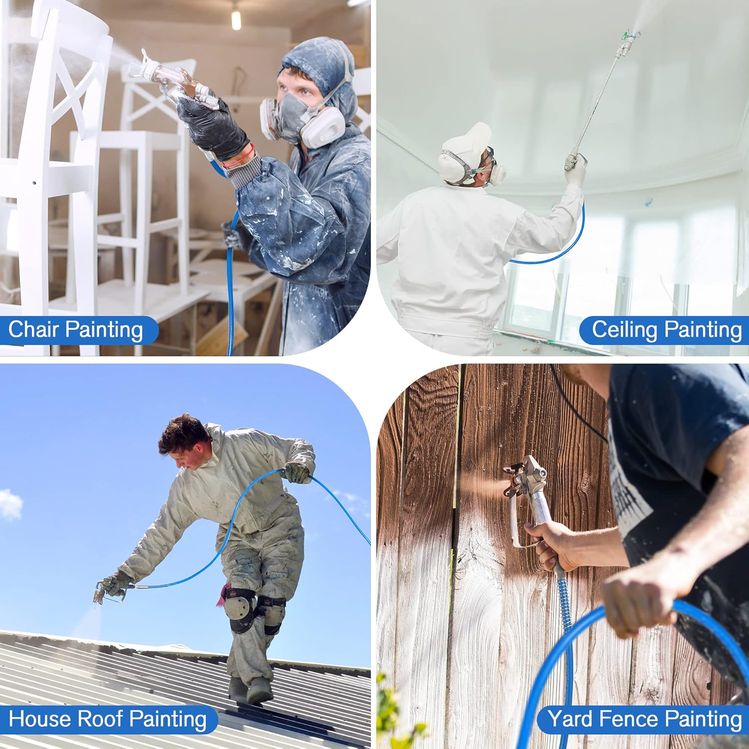 Enhon Manguera de extensión de aerosol de pintura sin aire de 4 pies compatible con Graco 247338, manguera de látigo de pintura de alta presión de