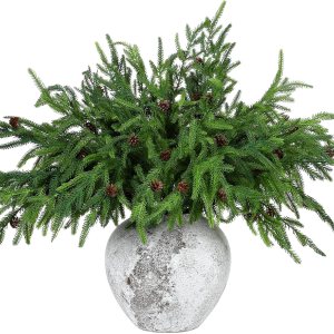 Yinder Ramas de pino Norfolk de Navidad con conos de pino, ramas de Navidad artificiales de pino Norfolk para Navidad, interiores y exteriores, Yinder Ramas de pino Norfolk de Navidad con conos de pino, ramas de Navidad artificiales de pino Norfolk para Navidad, interiores y exteriores,