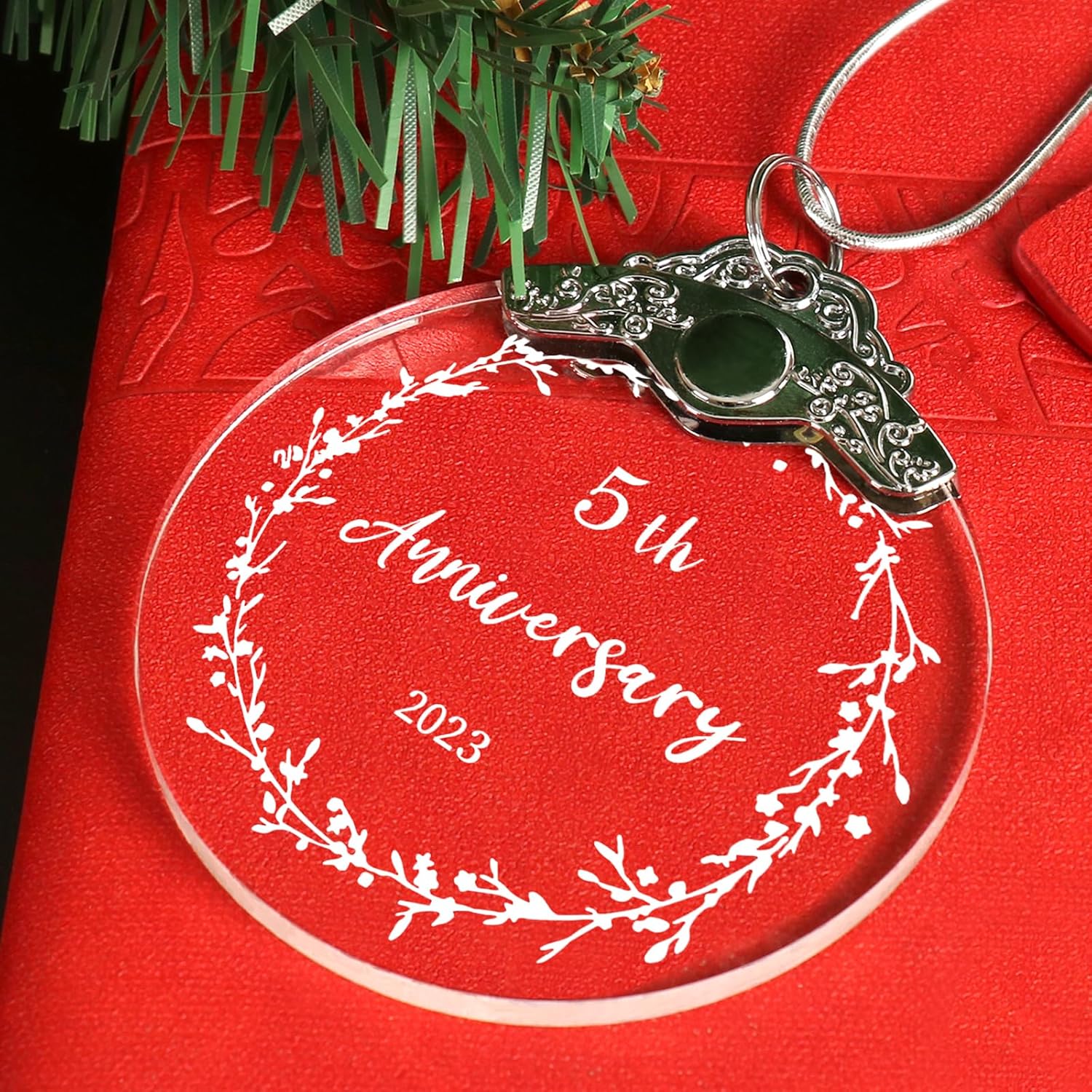 Adorno de Navidad de 5 para pareja, 5 años como señor y señora 2023, regalo de boda de 5 aniversario para padres, esposo, esposa