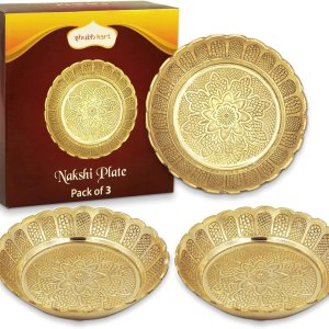 Shubhkart Nakshi – Plato para Pooja, decoración y regalo (pequeño 2.8 in, 3 unidades, latón macizo) Shubhkart Nakshi – Plato para Pooja, decoración y regalo (pequeño 2.8 in, 3 unidades, latón macizo)