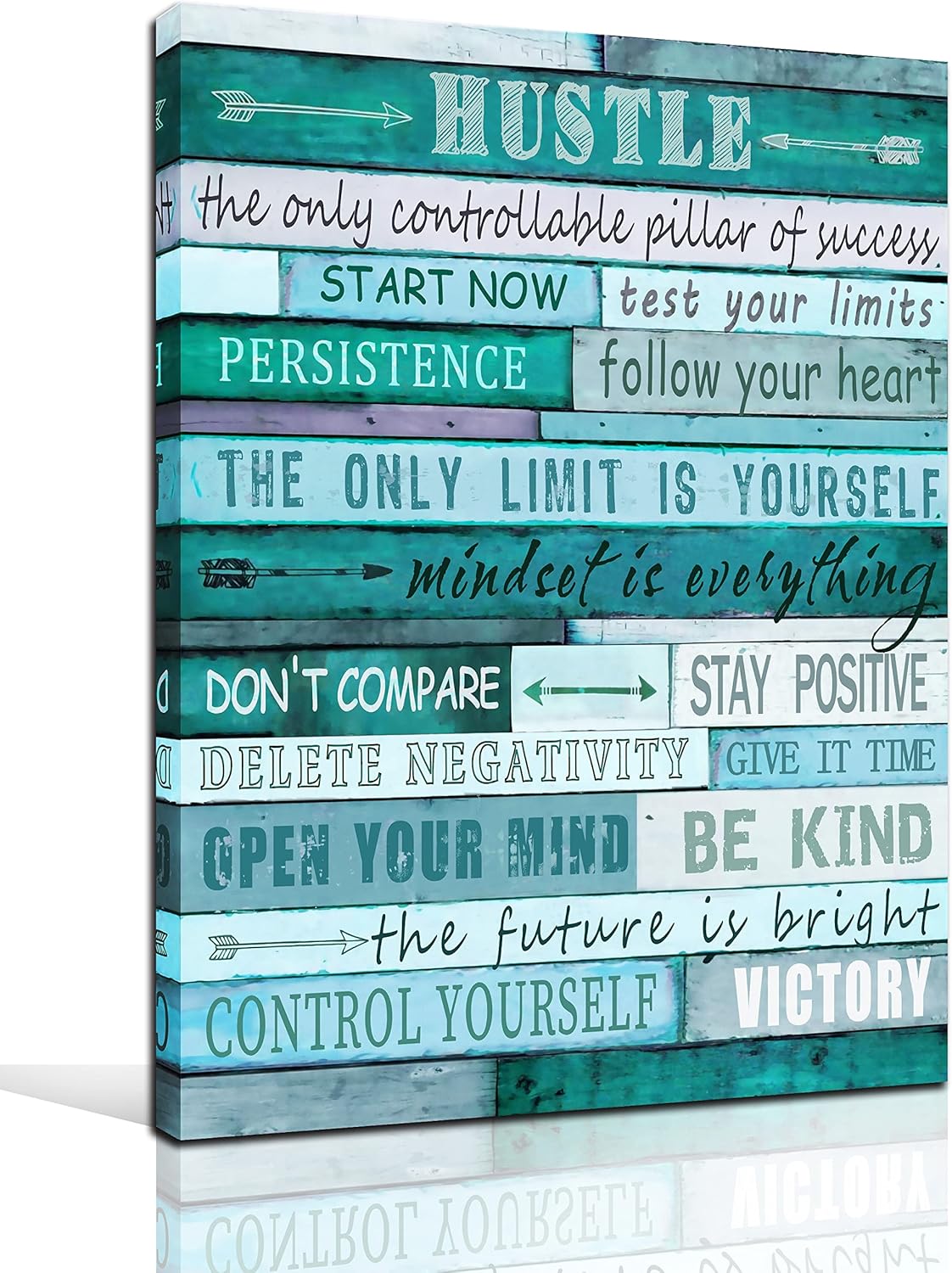 aburaeart Decoración de pared con citas positivas, lienzo verde azulado para oficina, regalo inspirador para adolescentes y niños, listo para