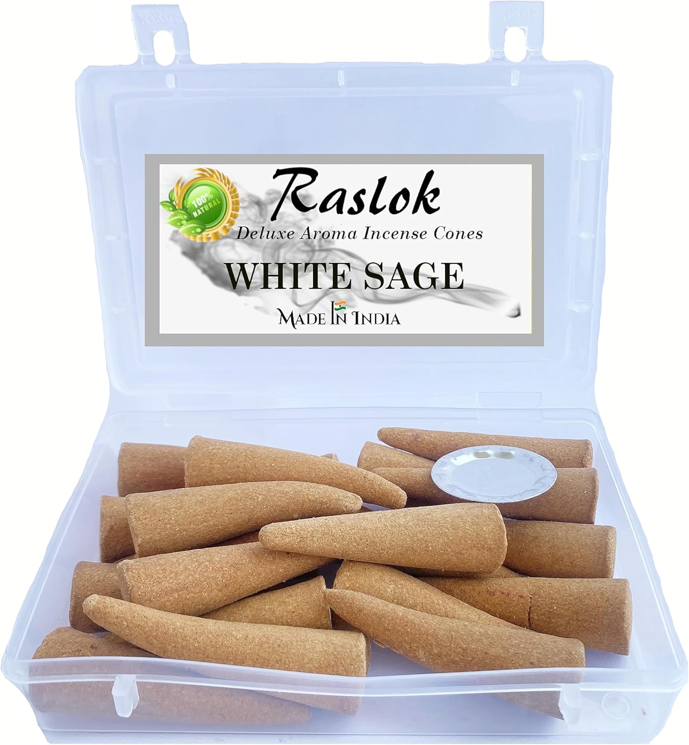 Conos de incienso 100% naturales y puros, hechos en casa, conos de los mejores aromas sumergidos en el hogar (salvia blanca, paquete de 60)