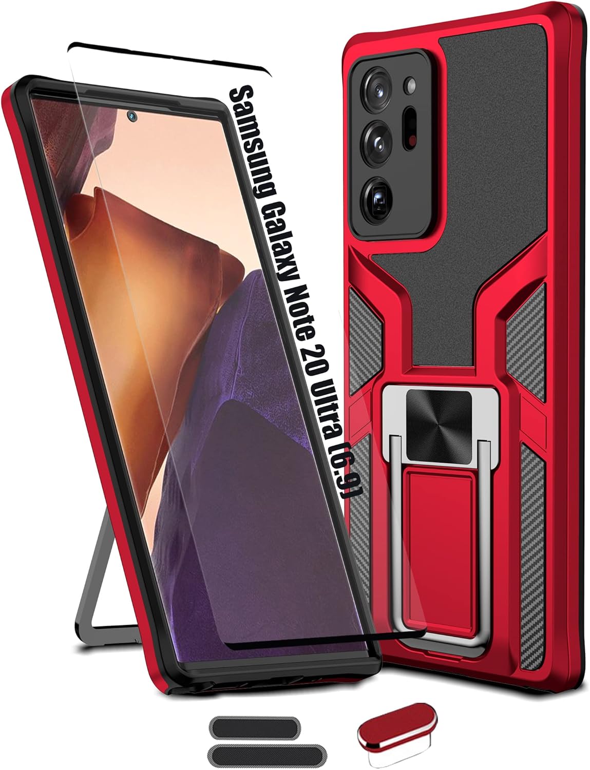 LMDAMZ Funda compatible con Samsung Galaxy Note 20 ultra resistente, grado militar, a prueba de golpes, doble protección (TPU+PC), funda magnética