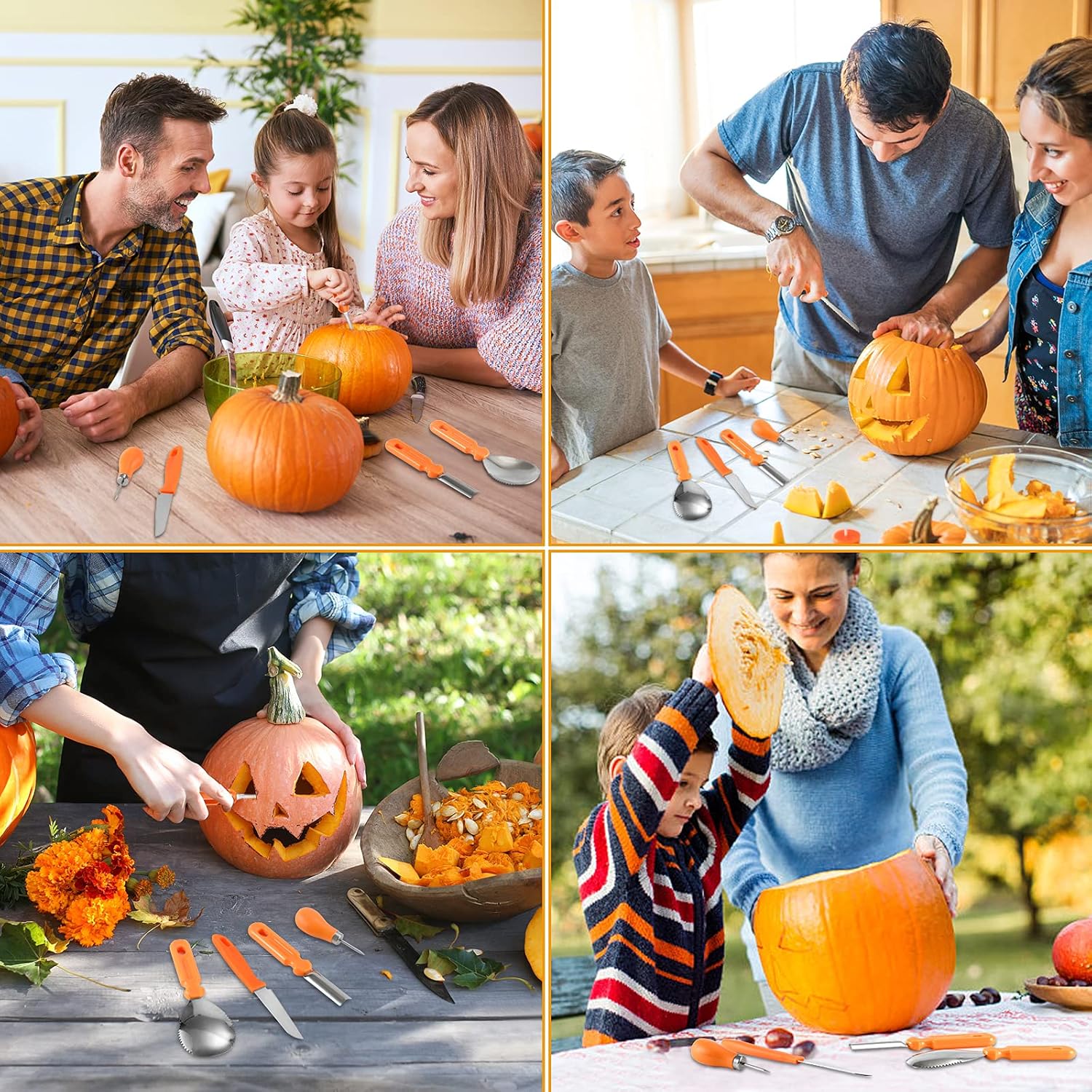 kuaima Juego de herramientas para tallar calabazas de Halloween, kit de tallado de calabaza, cuchillo profesional de acero inoxidable, herramientas